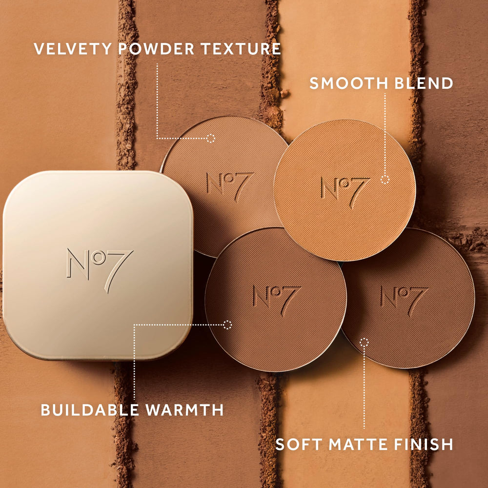 No7 compact held in hand to show 9 g travel-friendly size