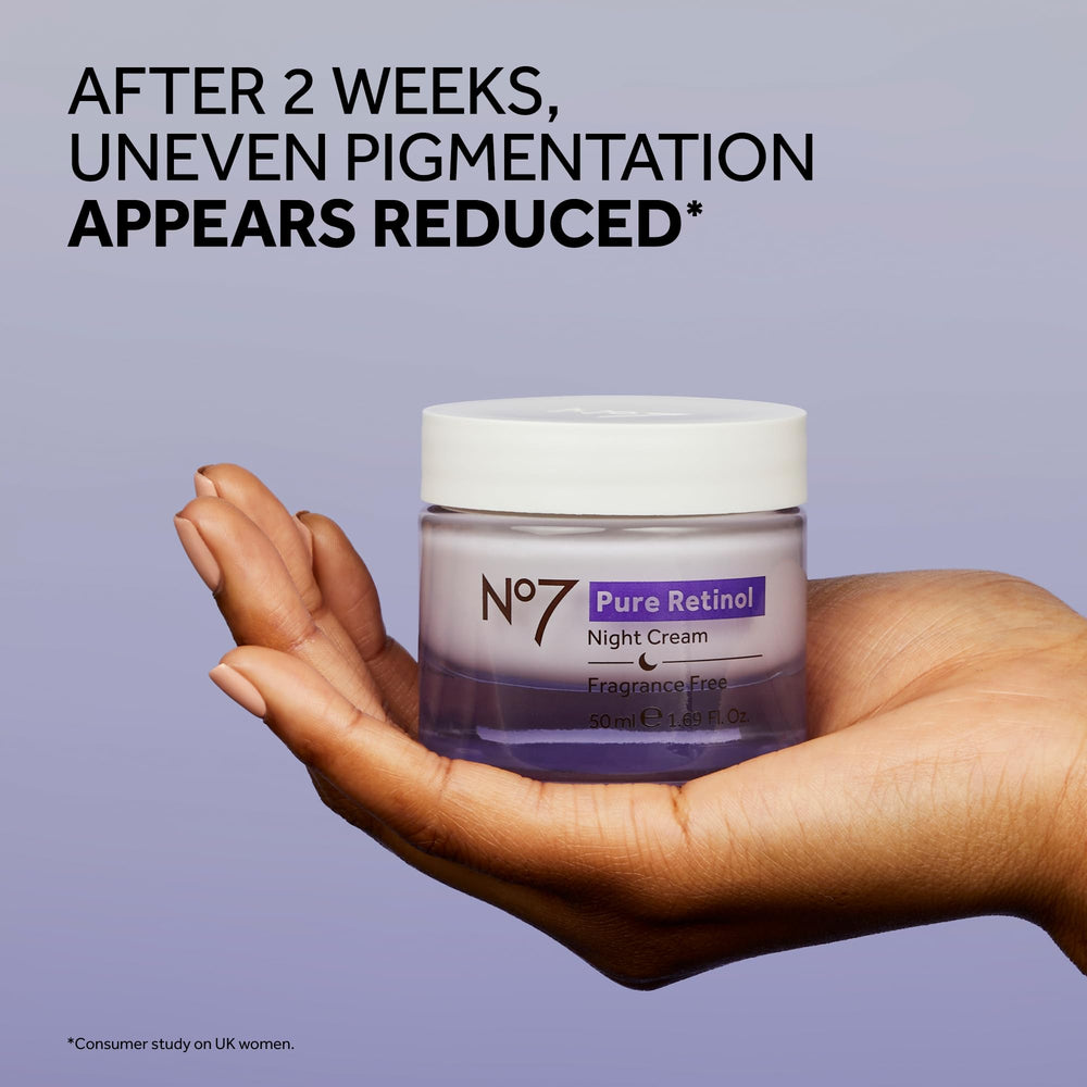 No7 products displayed on bathroom shelf showing compact sizing and daily use convenience