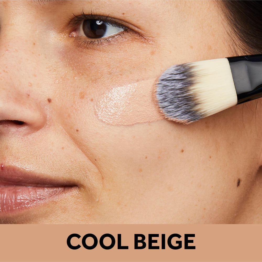 No7 Protect & Perfect Foundation Cool Beige swatch on arm shows buildable coverage.