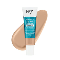 No7 Protect and Perfect Foundation Warm Ivory bottle closeup for radiant everyday wear