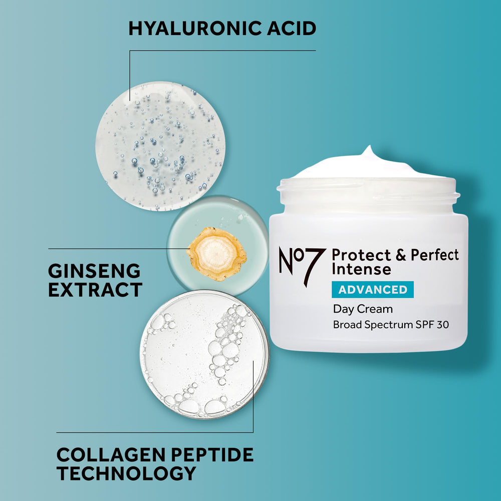 No7 Protect & Perfect cream applied to face and neck in routine