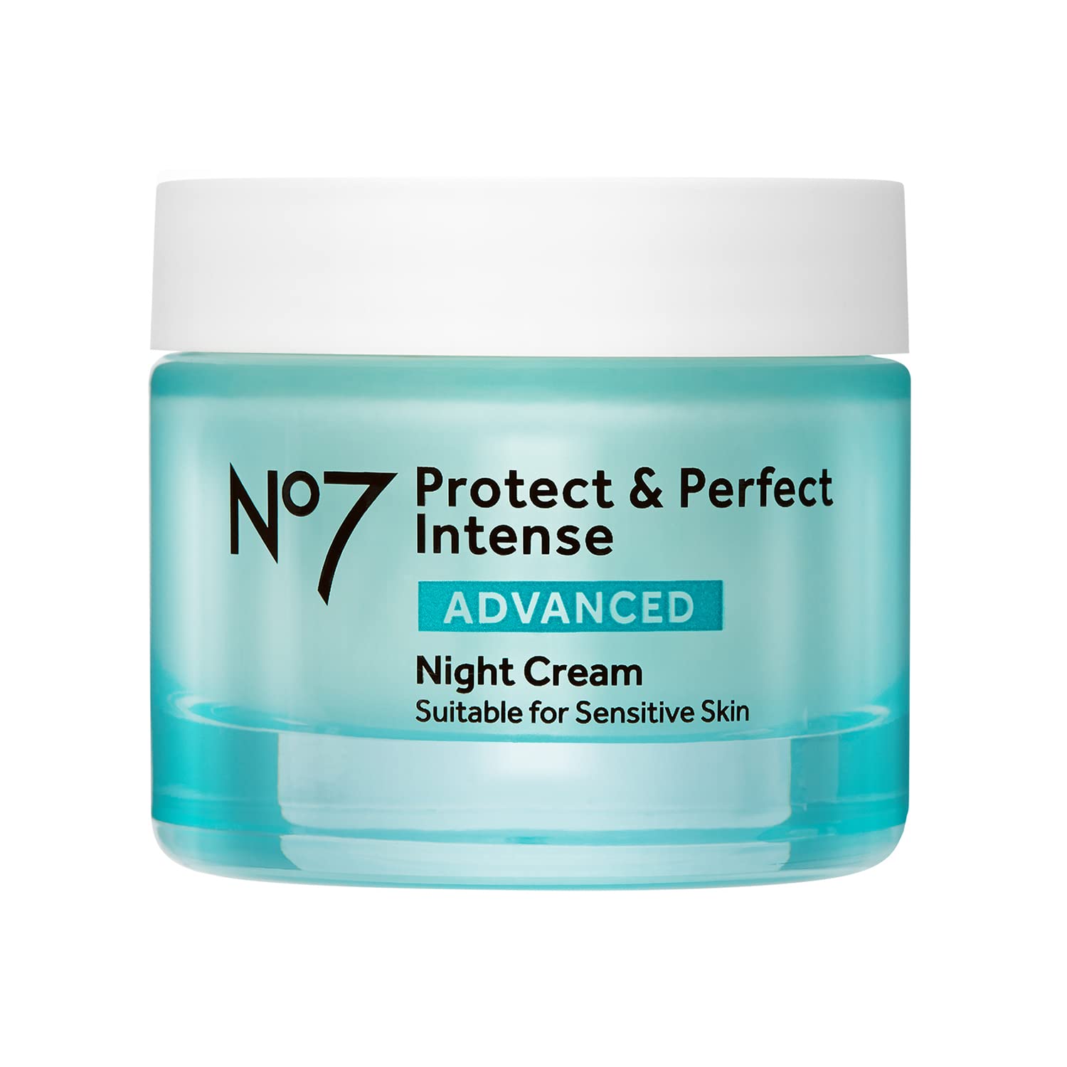 No7 Protect & Perfect Intense Night Cream bottle shows nighttime hydration