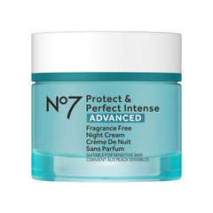 No7 Protect & Perfect night cream fragrance-free jar close-up highlighting rich hydration