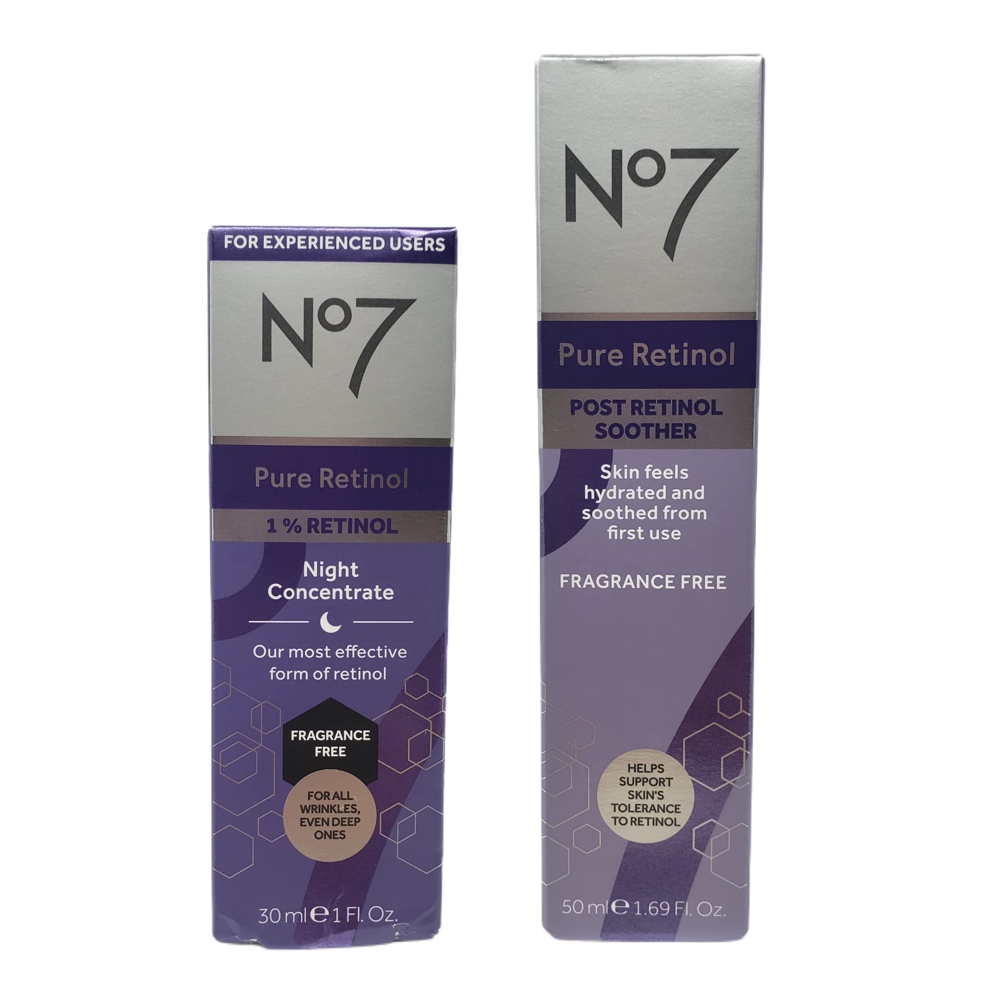 No7 front packaging showing both products and clear labeling for easy selection