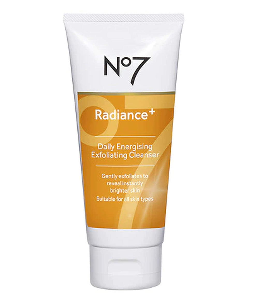 No7 Radiance Plus front packaging showing 3.3 fl oz bottle and branding brightness benefit