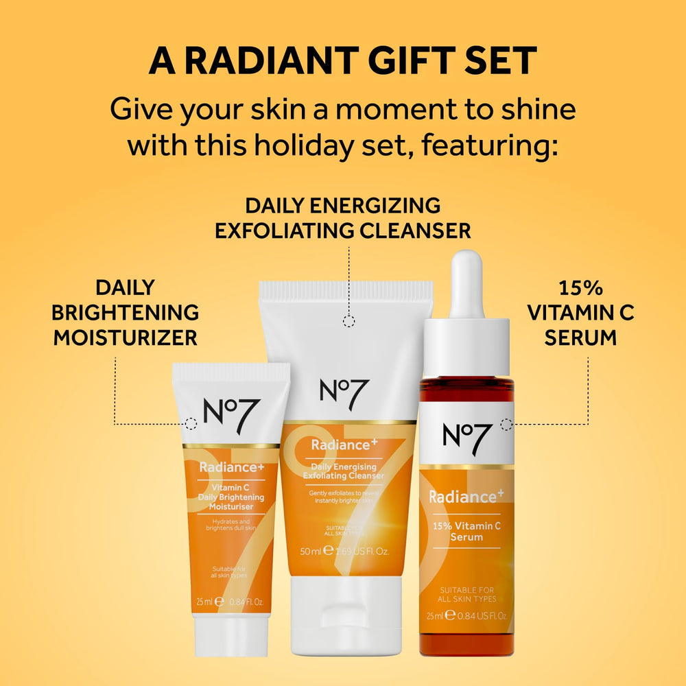 No7 Radiance Plus Serum 15% bottle—high-concentration vitamin C for a brighter complexion.