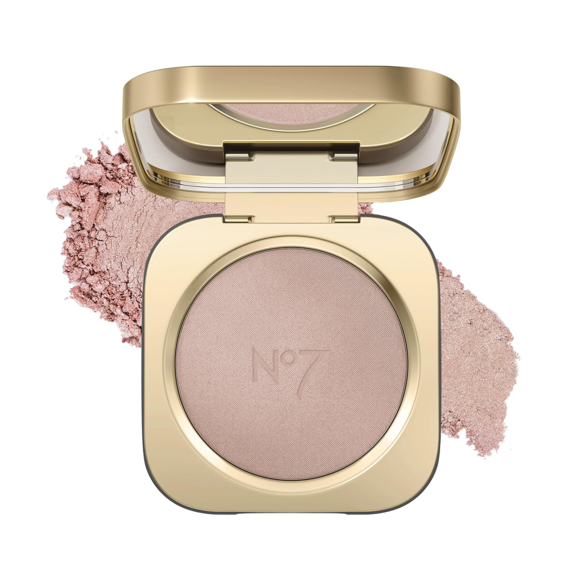 No7 front compact view showing Pink Silk shade and compact design benefits