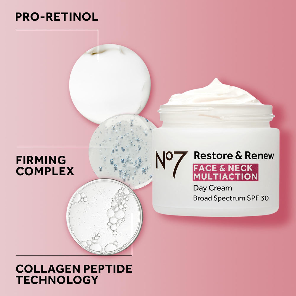 Fragrance free No7 Restore and Renew skin care label