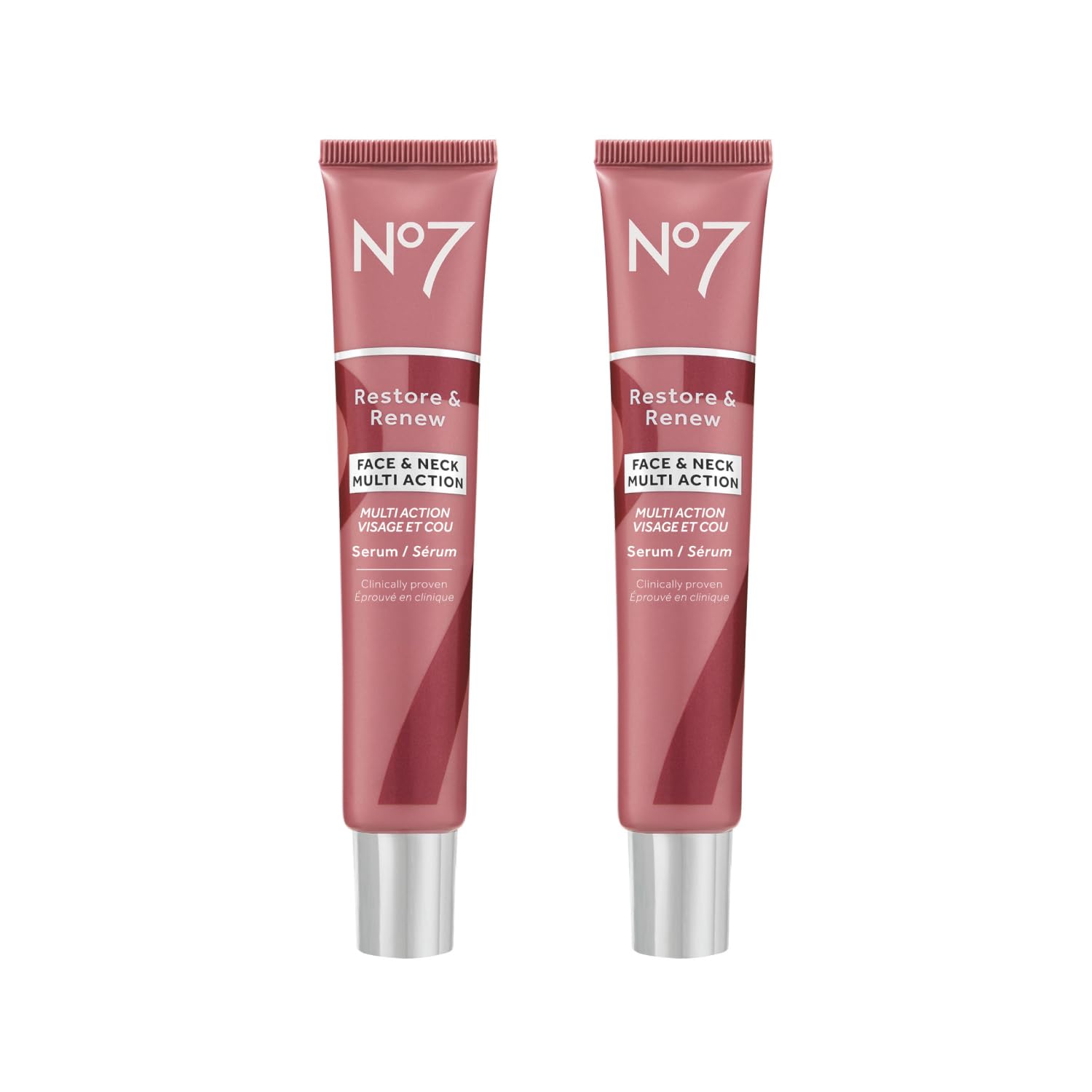 No7 front packaging showing dual 1.69 fl oz bottles and branding for visible results
