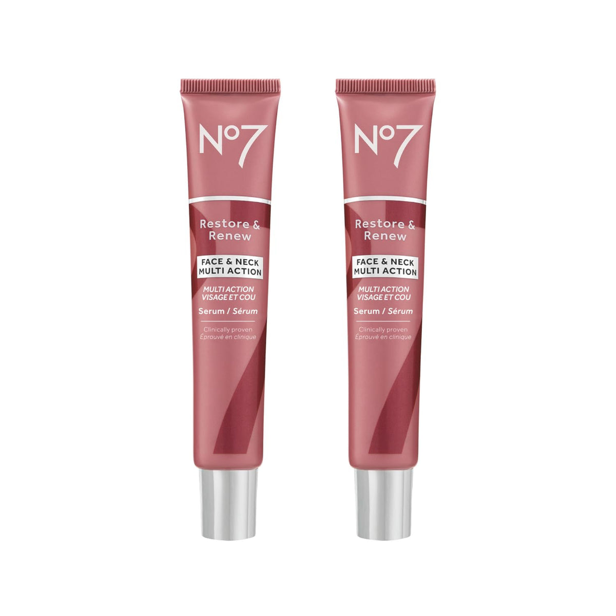 No7 front packaging showing dual 1.69 fl oz bottles and branding for visible results
