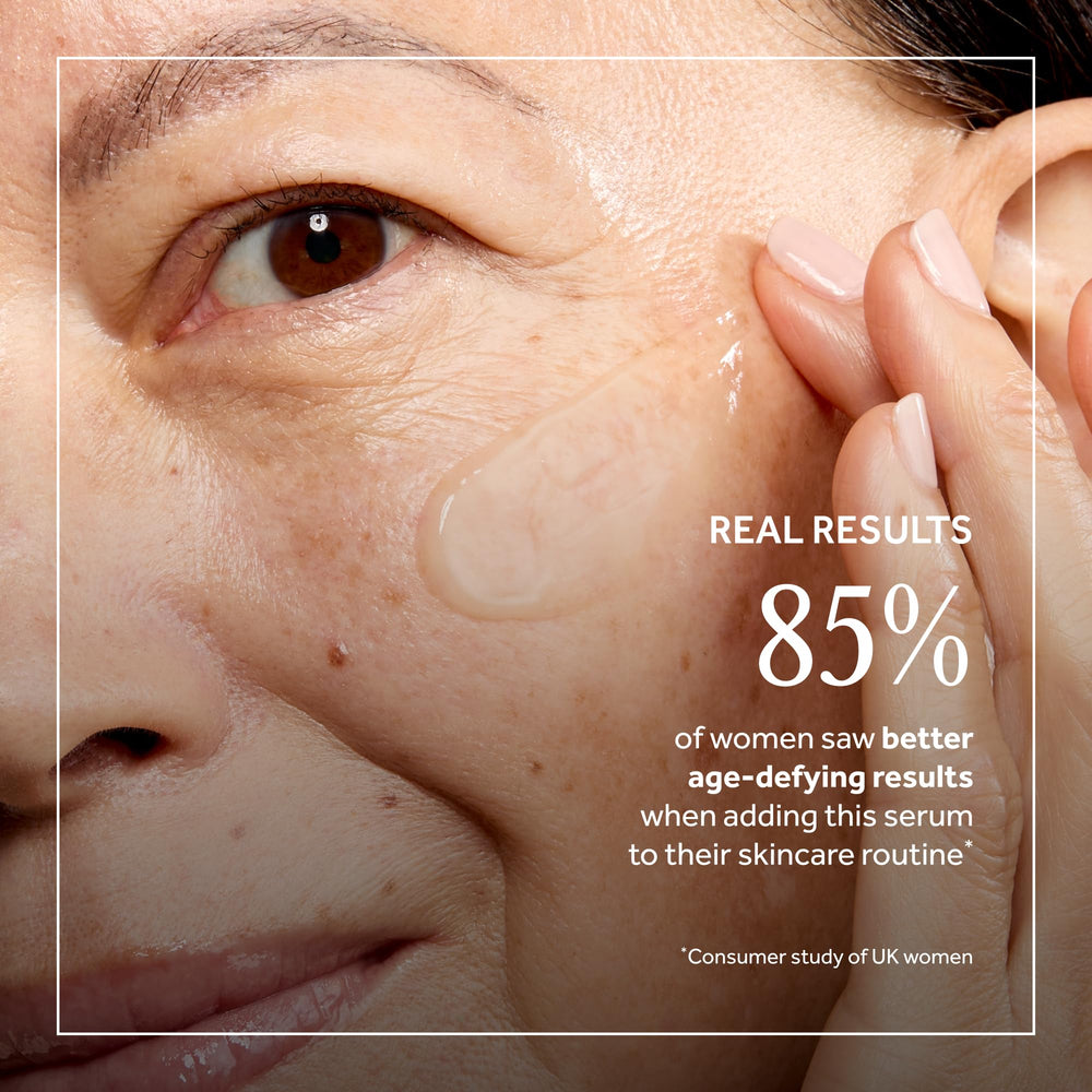 No7 applying serum to neck demonstrating lift and firming technique for targeted care