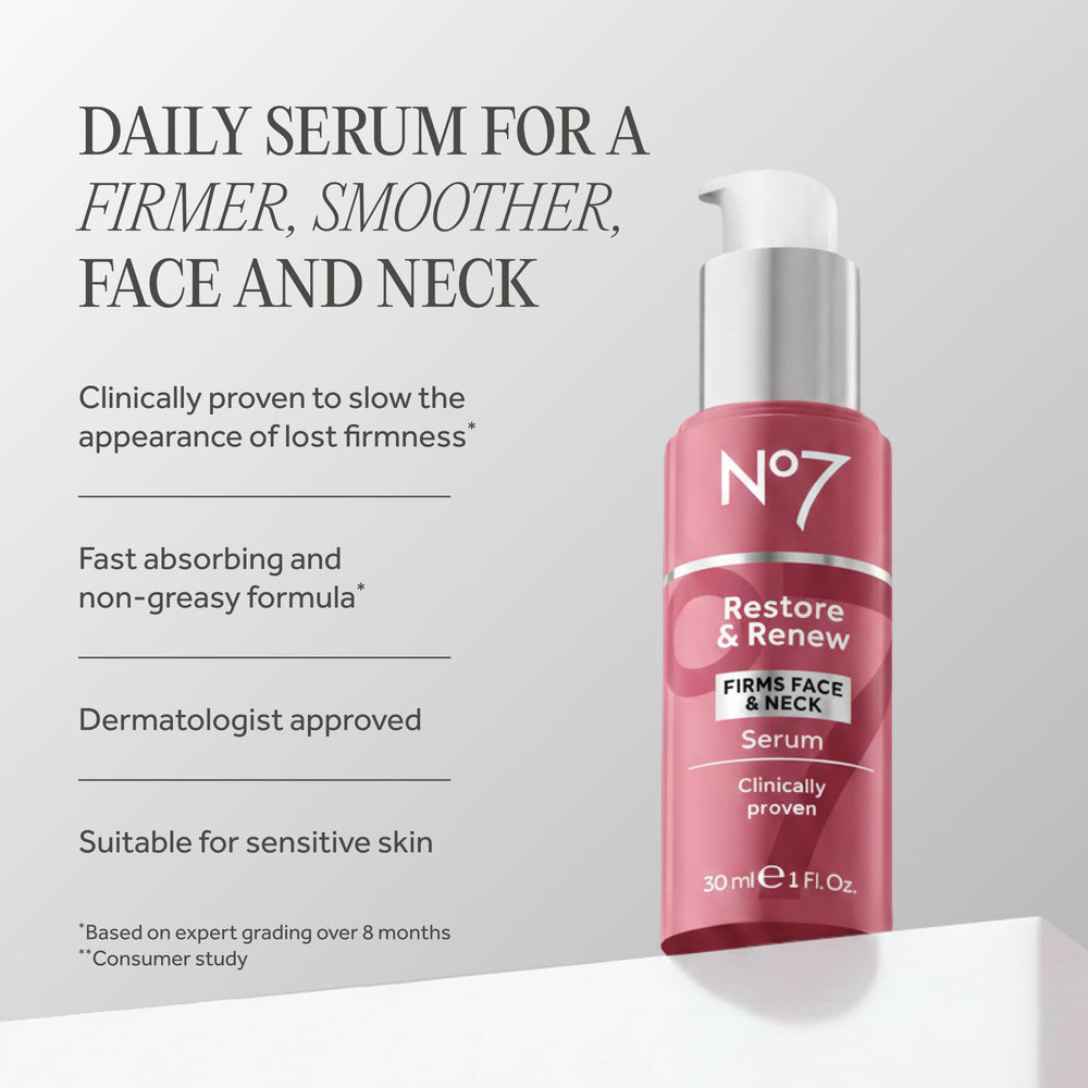 No7 pump close-up delivering precise serum dose for measured application benefit