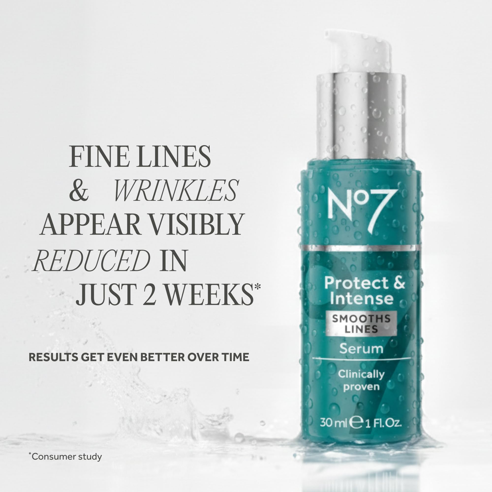 No7 texture close-up of serum on skin, showing lightweight hydration and smooth finish