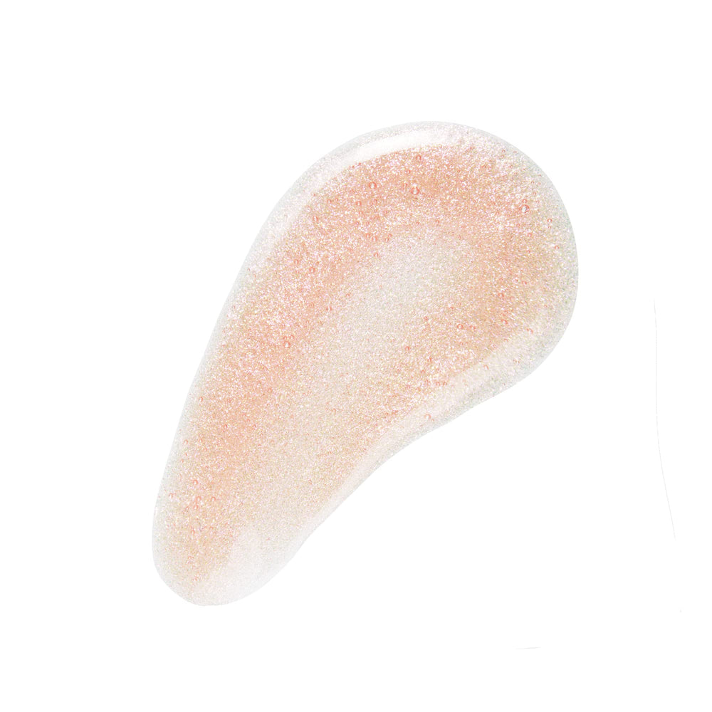 No7 Sparkling Rose texture close-up showing glossy shimmer and hydrating jojoba finish
