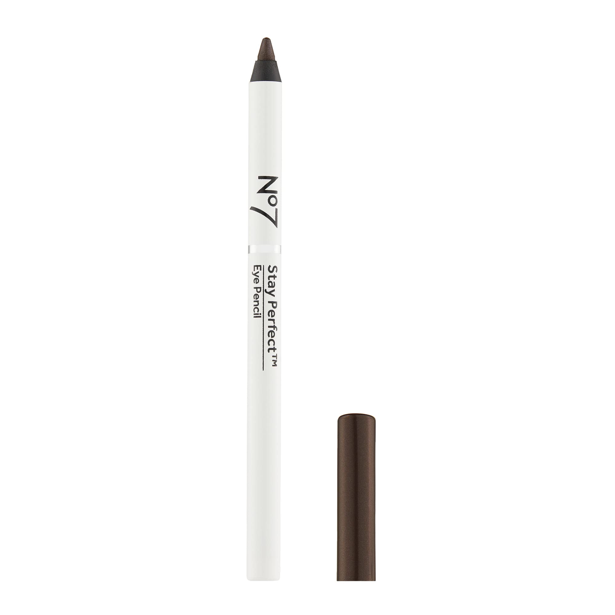 Close-up of the No7 brown pencil tip for clean lines and defined makeup.