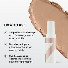 No7 stick held in hand showing travel-friendly size benefit