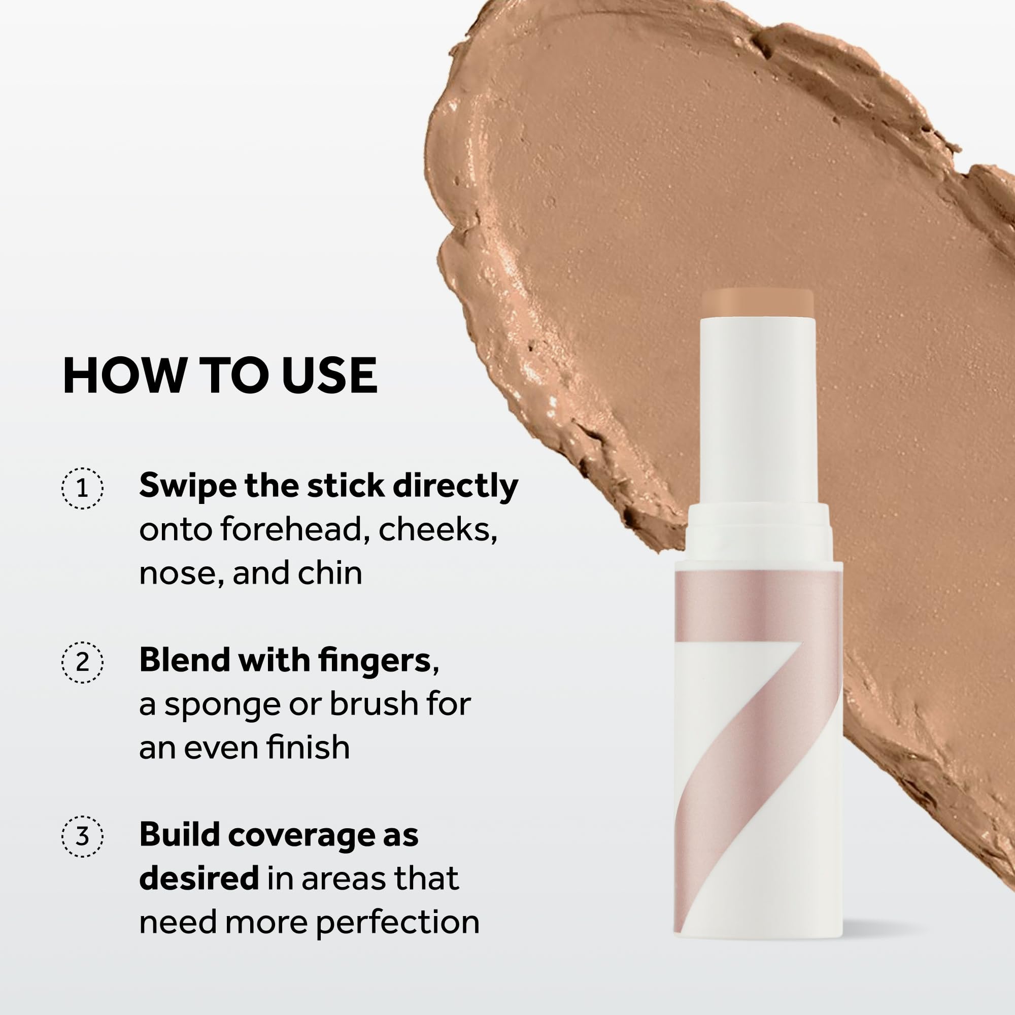 No7 stick being applied to cheek illustrating quick on-the-go use