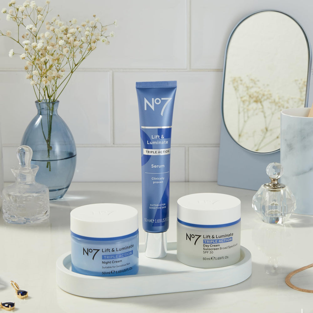 No7 sunscreen being spread on face illustrating even sun protection