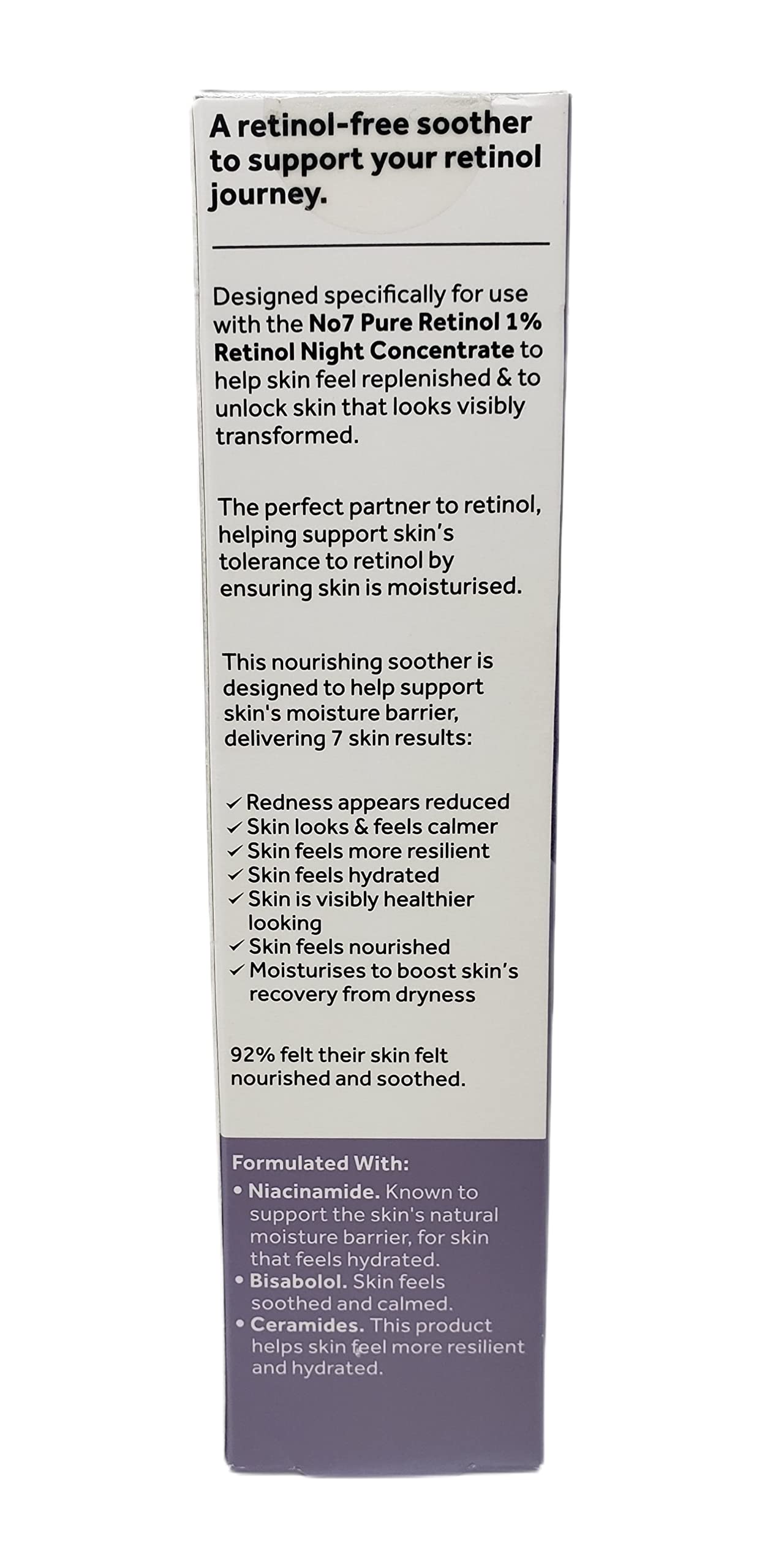 No7 Post Retinol Soother cream texture on fingers showing calming hydration