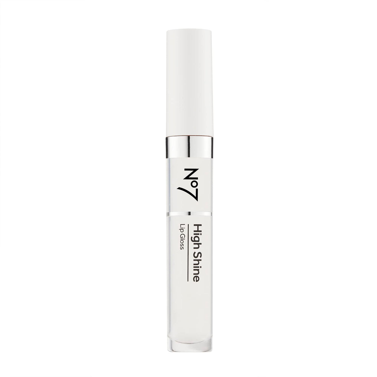 No7 translucent gloss front view showing sleek 8ml tube and branding for elegant portability
