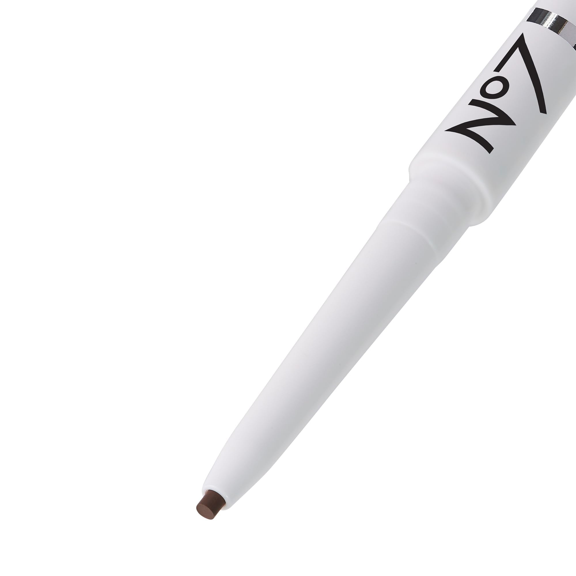 No7 brown pencil swatch on skin, buildable color and blendability demonstrated