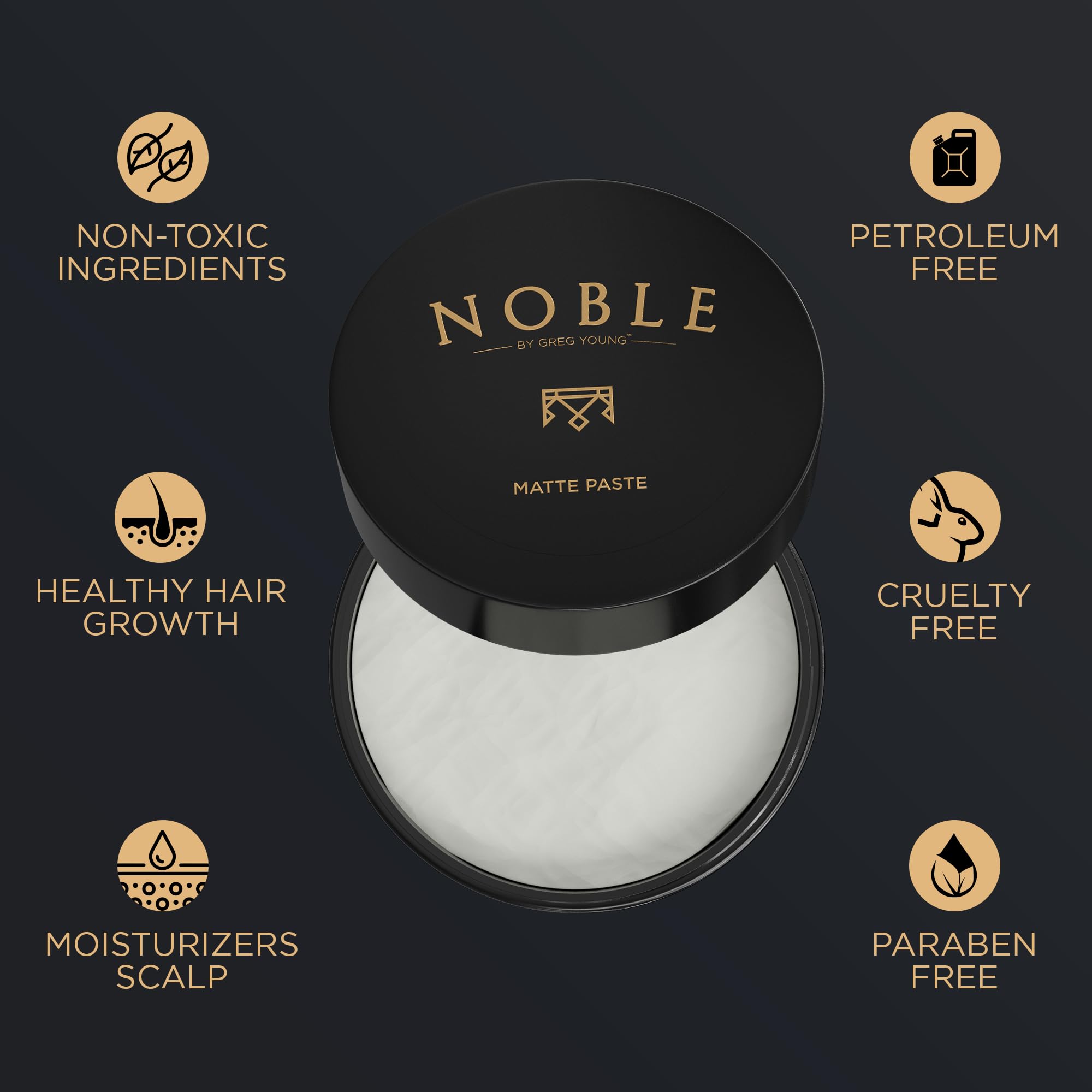 Noble By Greg Young packaging box and bottle shot emphasizes premium quality and travel-friendly size