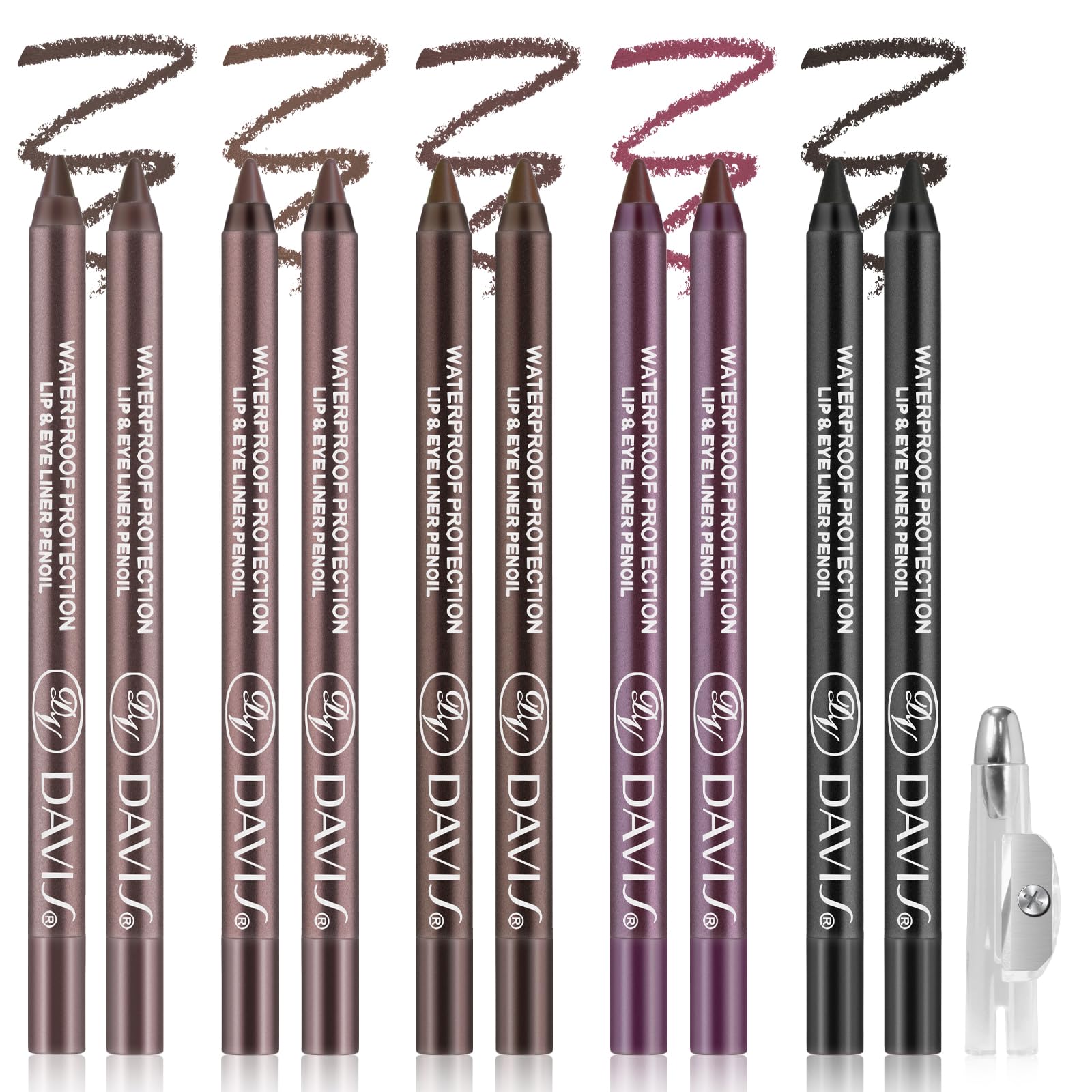 Noerrors five-color gel eyeliner set swatches show matte and metallic finishes for versatile looks.