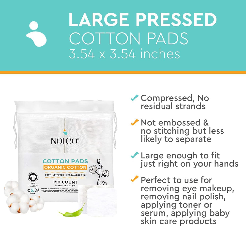 NOLEO cotton rounds for baby care—delicate skin safe and gentle