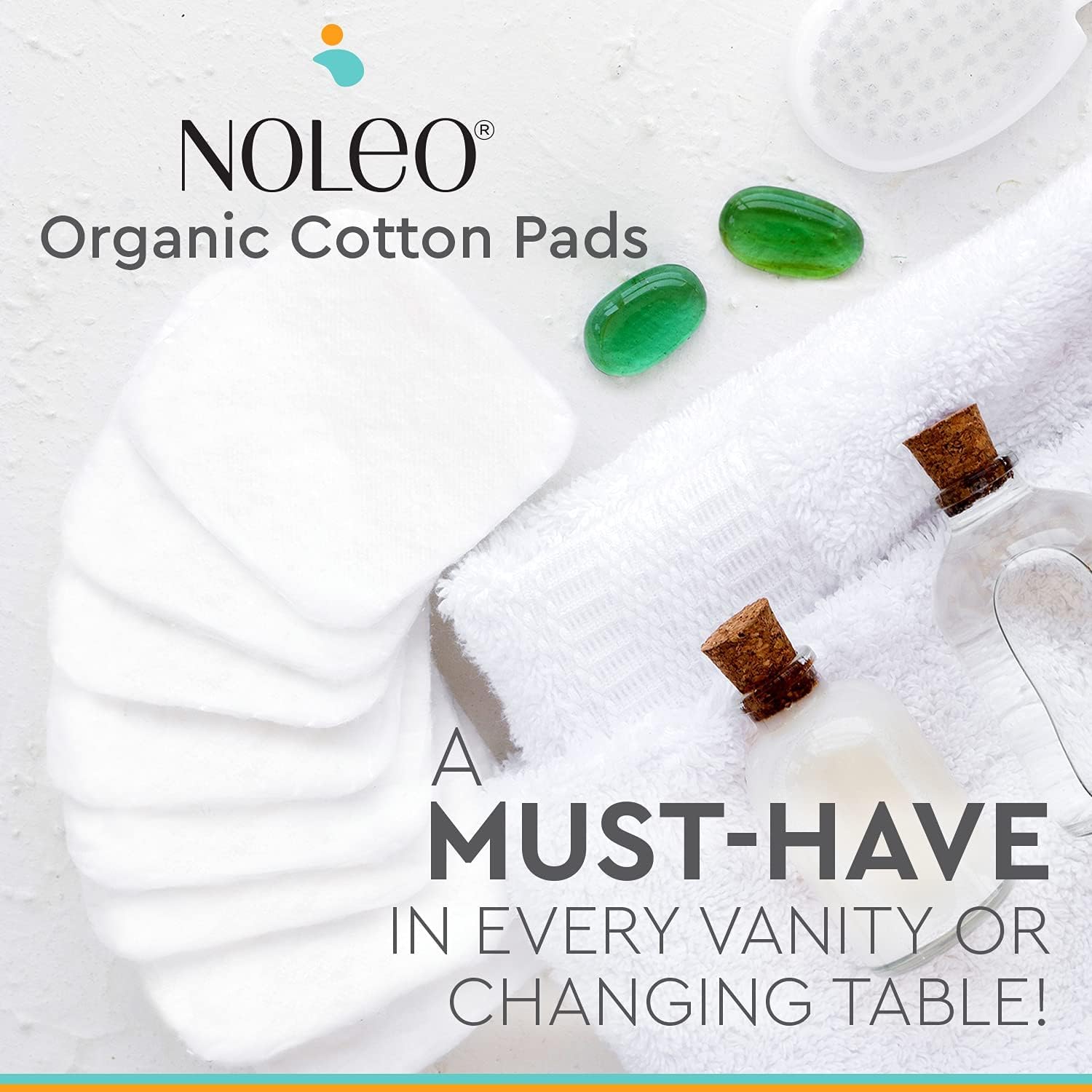 NOLEO cotton rounds extra-large pressed with minimal lint for mess-free use