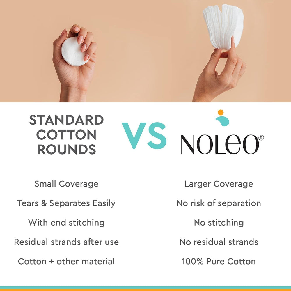 NOLEO cotton rounds face and body application—great for cleanser routines