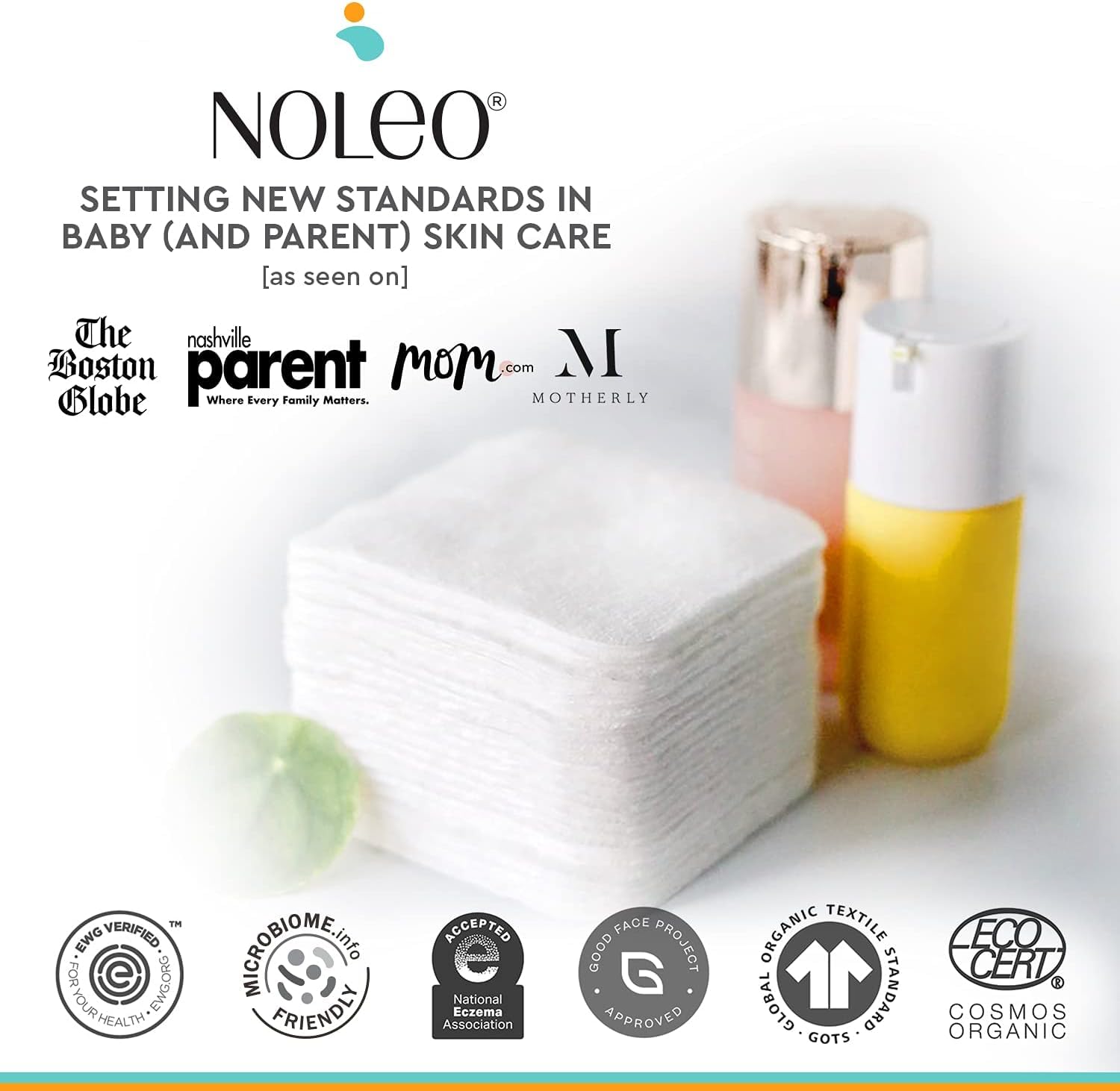 NOLEO extra-large pads speed up cleansing with broad surface coverage