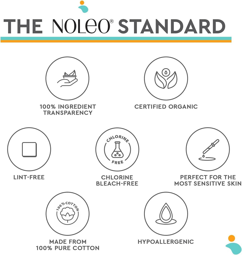 NOLEO cotton rounds—multi-purpose use on face, body, and wipes