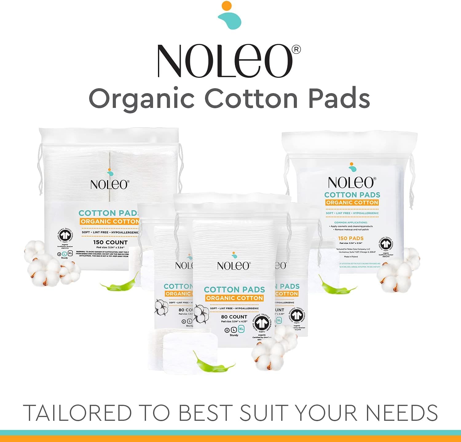 NOLEO trio-pack of cotton rounds offers ample supply for busy routines