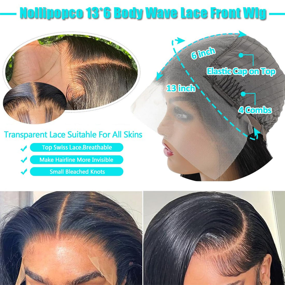 Nollipopco 30inch body wave wig length for dramatic versatile styling.
