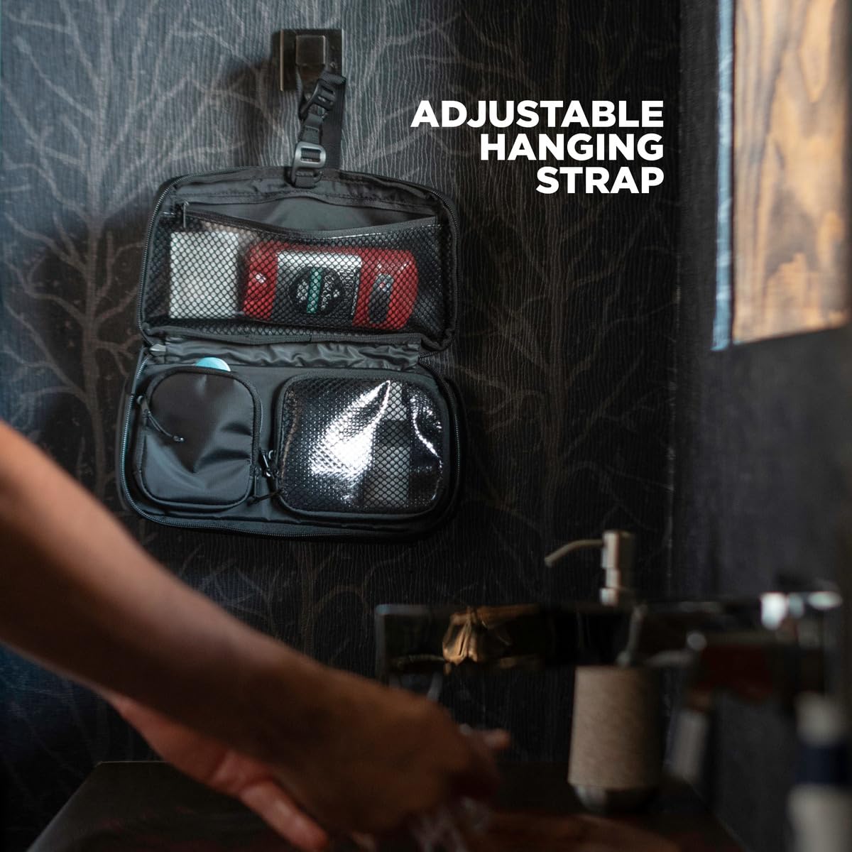 NOMATIC Toiletry Bag Compact Size fits in carry-ons easily.