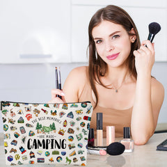 NONETH camping makeup bag beige cute bee design personalizes daily bags and routines.