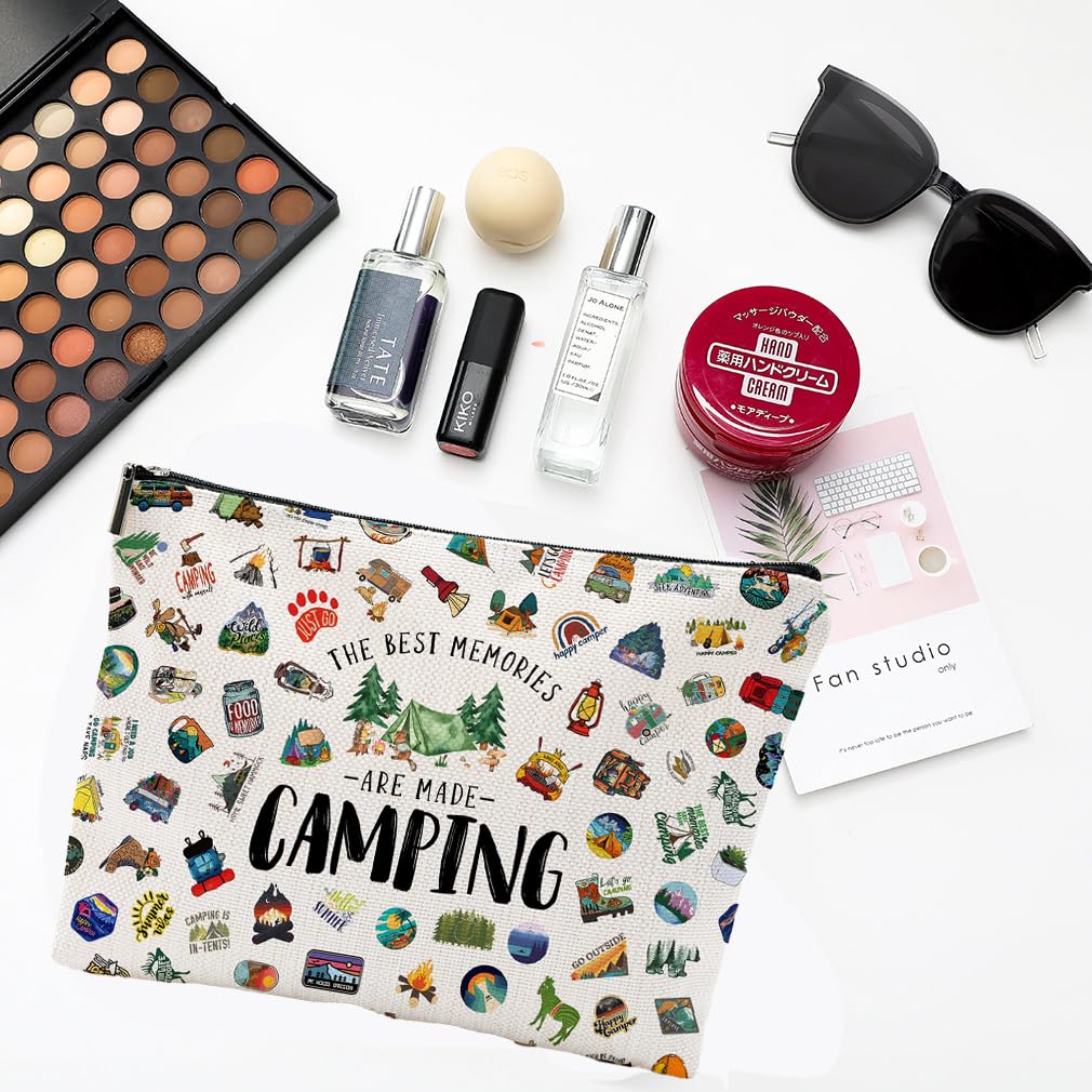 NONETH camping makeup bag beige dragonfly pattern keeps small items tidy on trips.