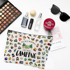 NONETH camping makeup bag beige dragonfly pattern keeps small items tidy on trips.