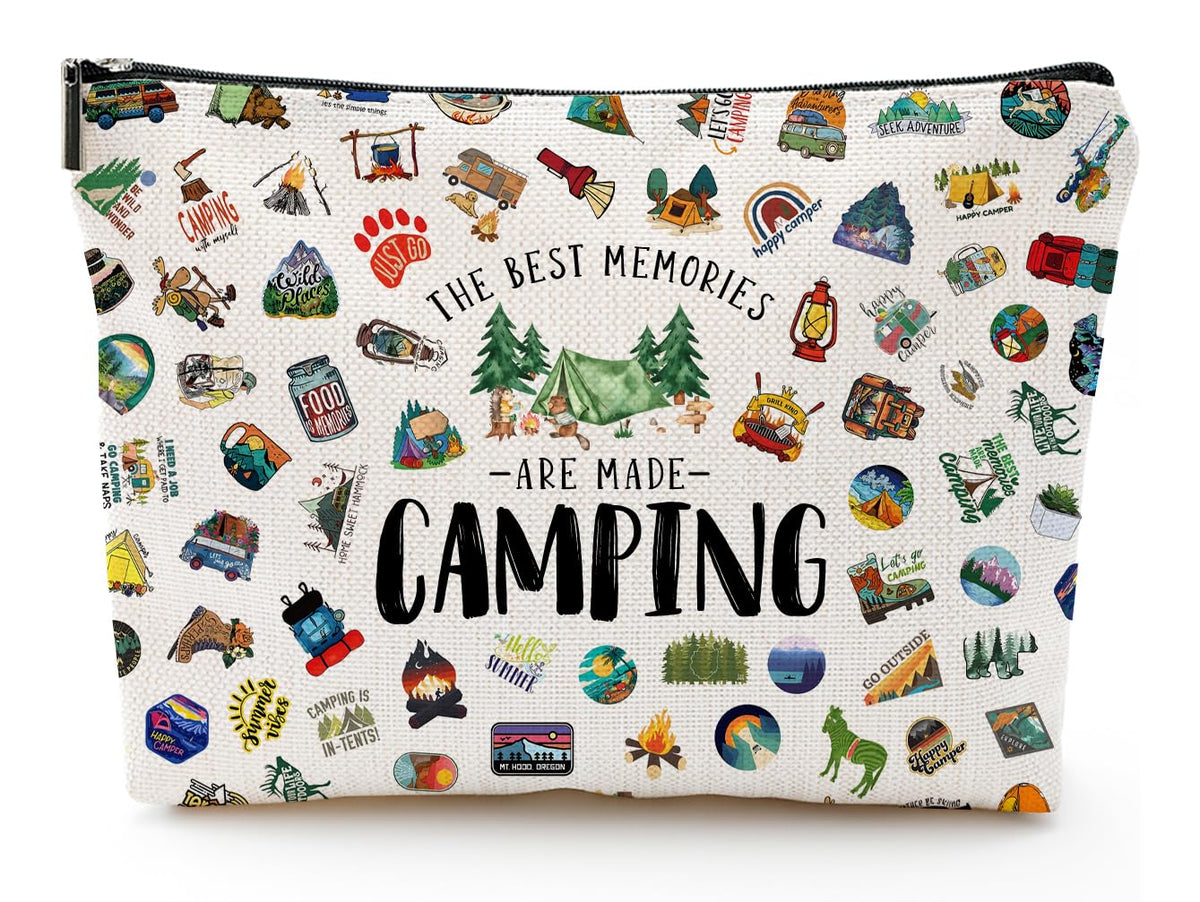 NONETH camping makeup bag beige with sloth style, ideal for travel cosmetics organization.