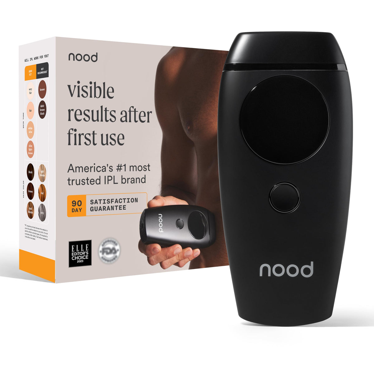 Nood Flasher 2.0 device front view in matte black for at-home use.
