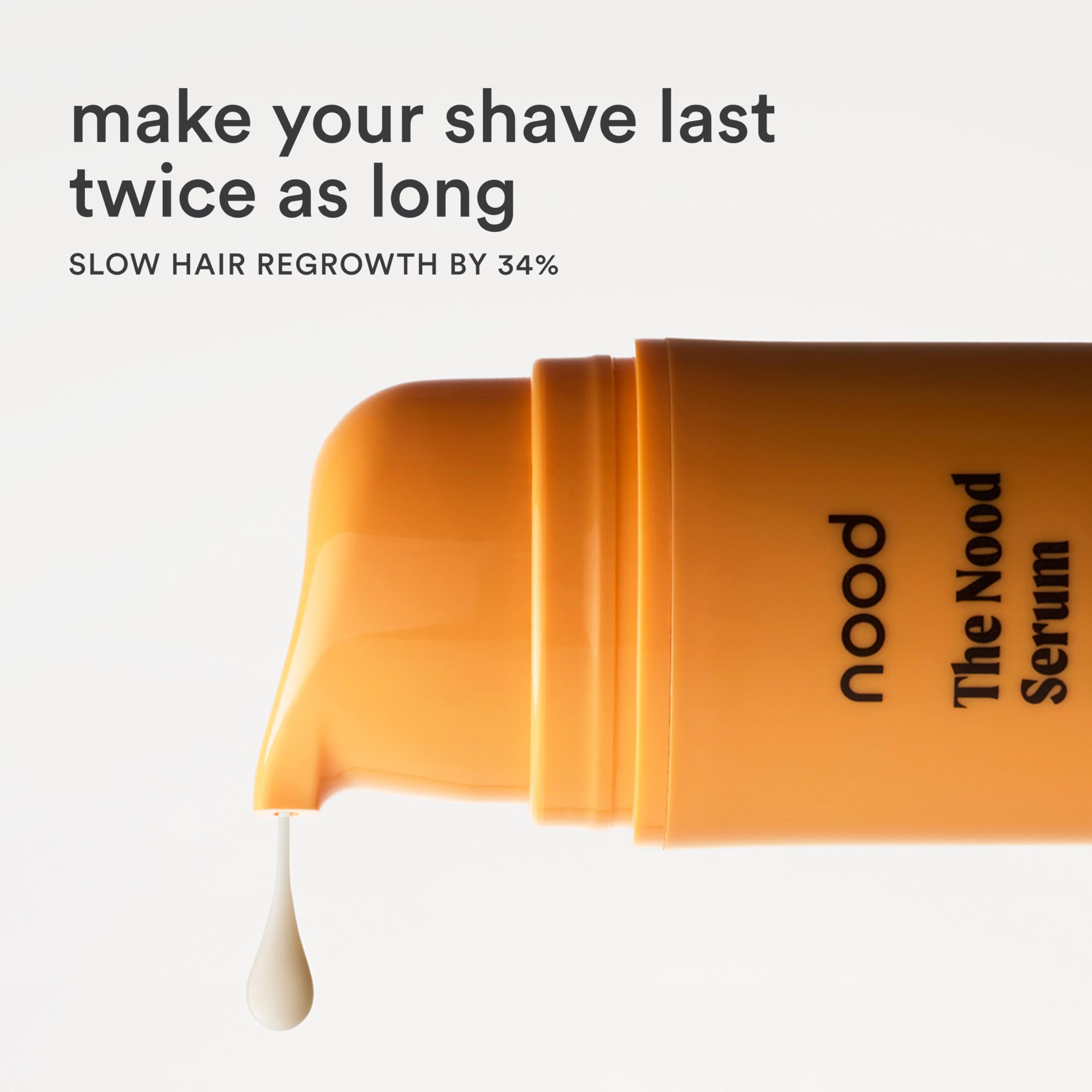 Nood Serum exfoliating action shown with visible skin brightness after first use.