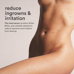 Nood Serum applying to skin to prevent ingrown hairs and bumps.
