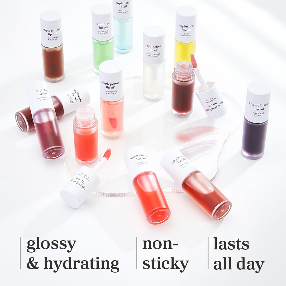 NOONI Applecherry lip oil packaging displays compact travel-friendly design.