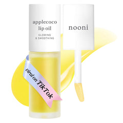 Nooni Applecoco lip oil bottle shows sleek packaging with lasting moisture.