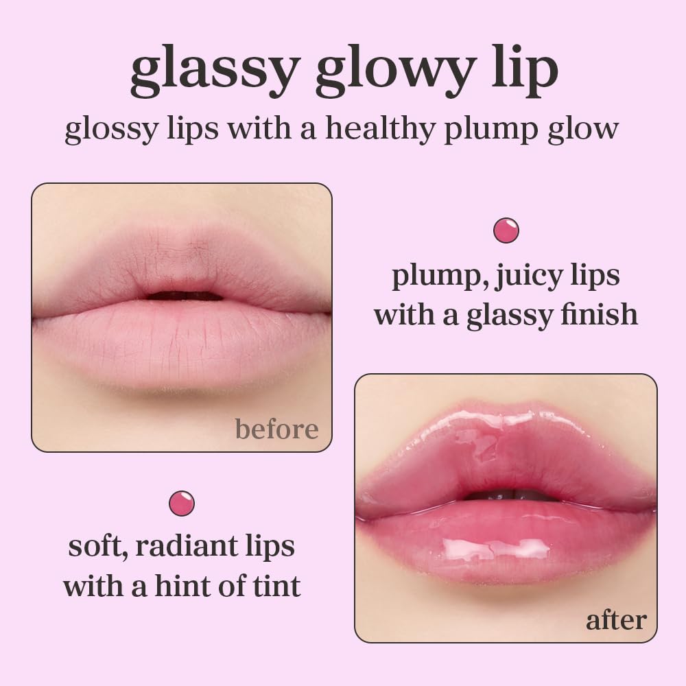 NOONI Applefig lip oil during application delivering instant moisture and subtle tint.