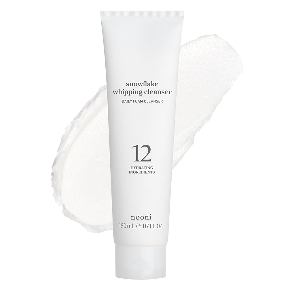 NOONI Snowflake Whipping Cleanser close-up showing gentle snow-foam cleanse.