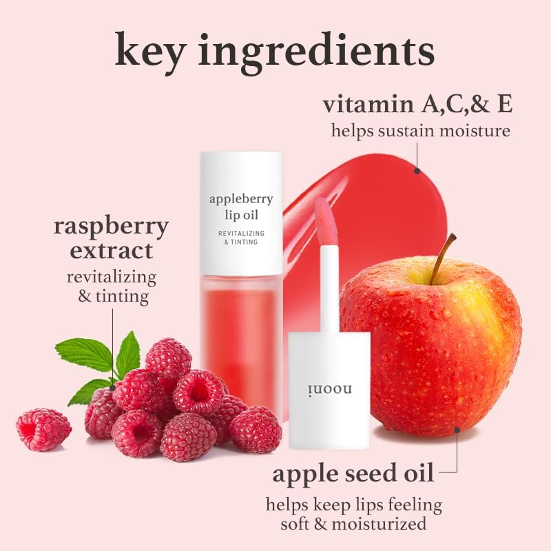NOONI Appleberry lip oil is compact for travel and on-the-go hydration.