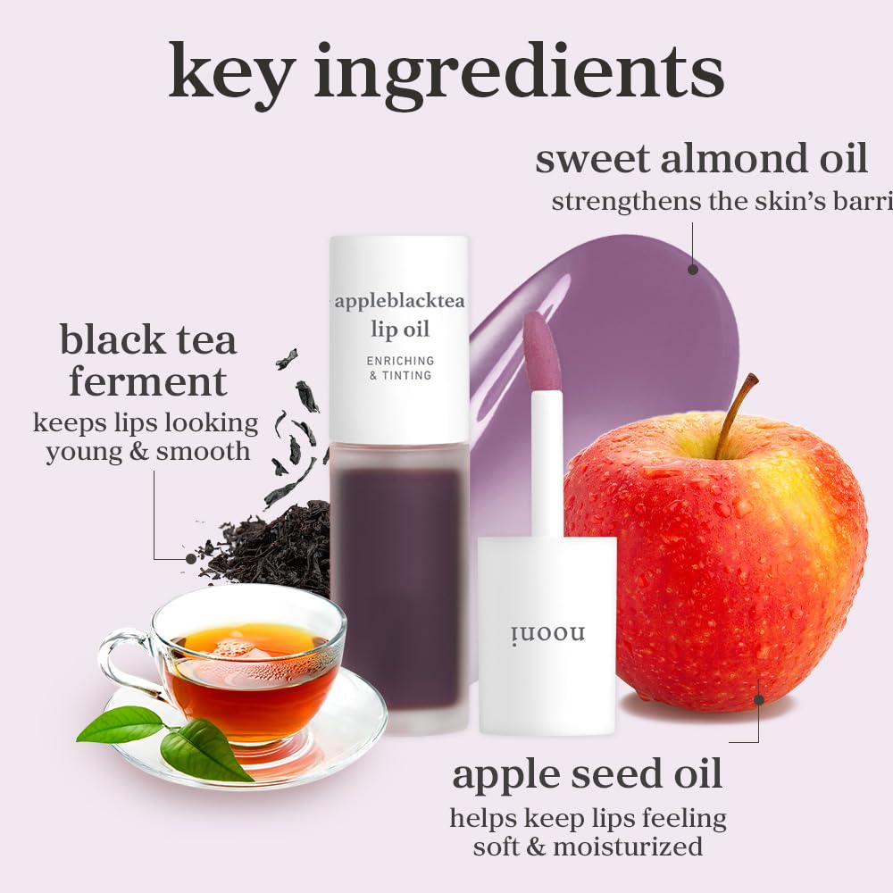 NOONI Korean Lip Oil Appleblacktea applicator detail for precision