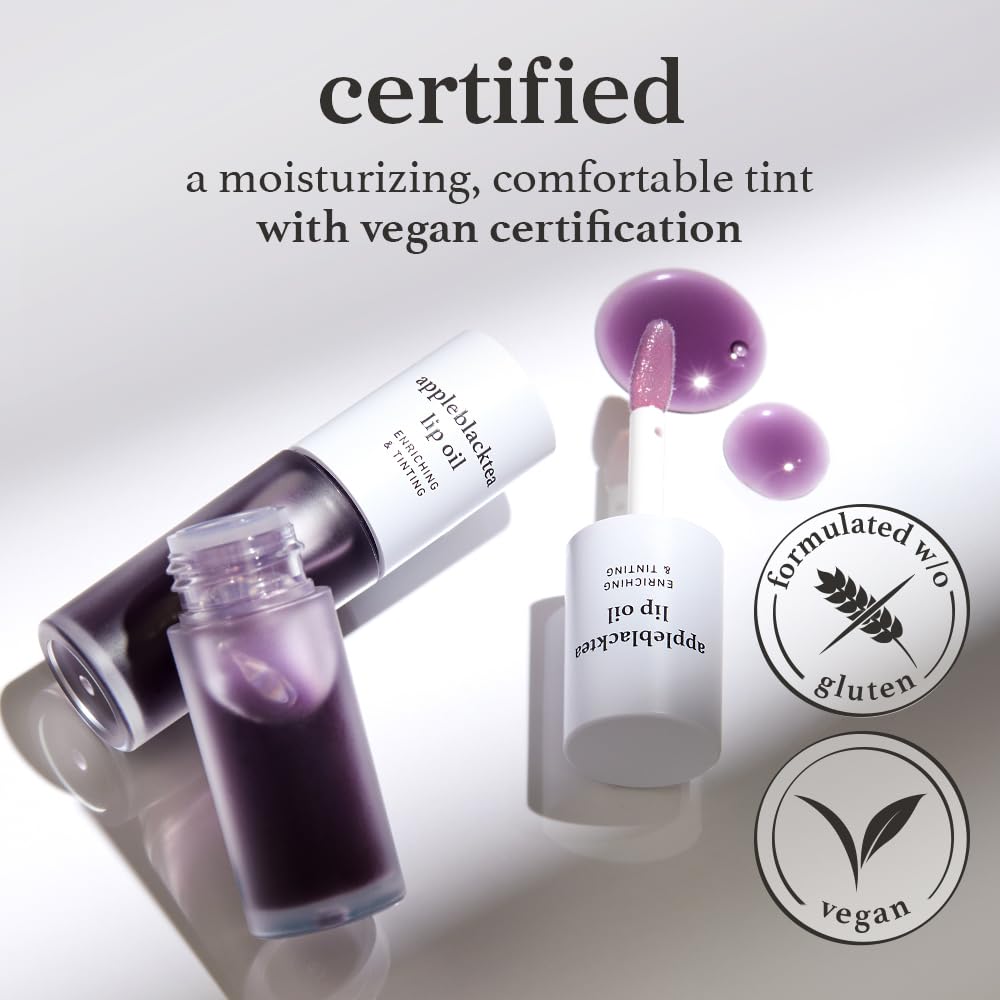 NOONI Korean Lip Oil Appleblacktea doe-foot applicator for precise application