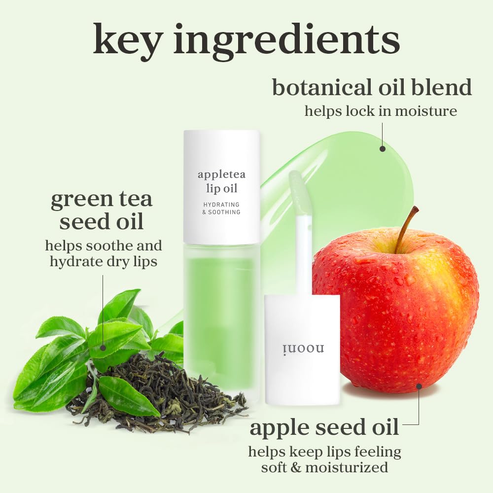 nooni Appletea lip oil natural tint and soft glossy finish